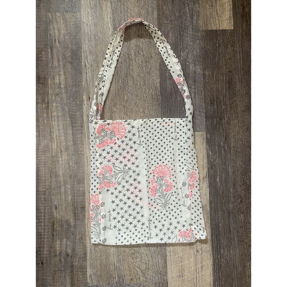 Free People Beach Reusable Shopping Tote Bag Floral Lightweight Gauze 15”x13” - Picture 2 of 5